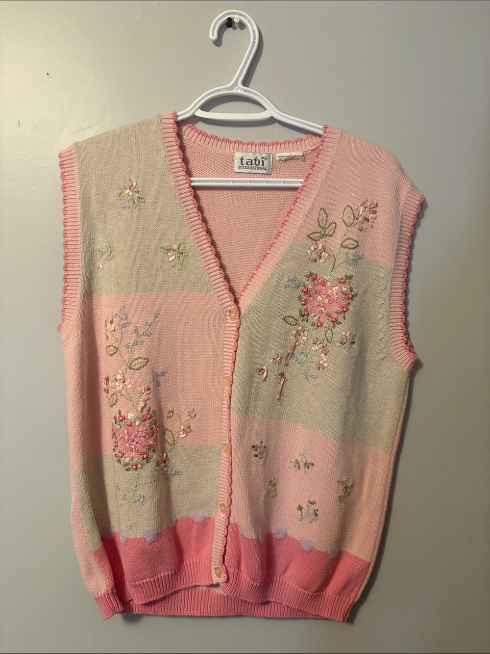 Tabi floral sequin and ribbon vest (needs a few ribbons tucked back in)